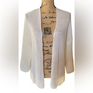 Elegant White/Cream Open-Knit Sweater XL NWOT